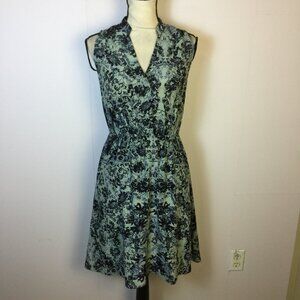 Rebecca Taylor Kiku A-line 100% Silk Dress Size 2 Womans Blue Floral Sleeveless